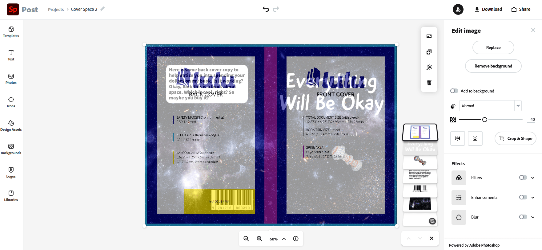 Adobe Spark cover with template revealed