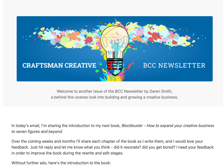 The Craftsman Creative email newsletter