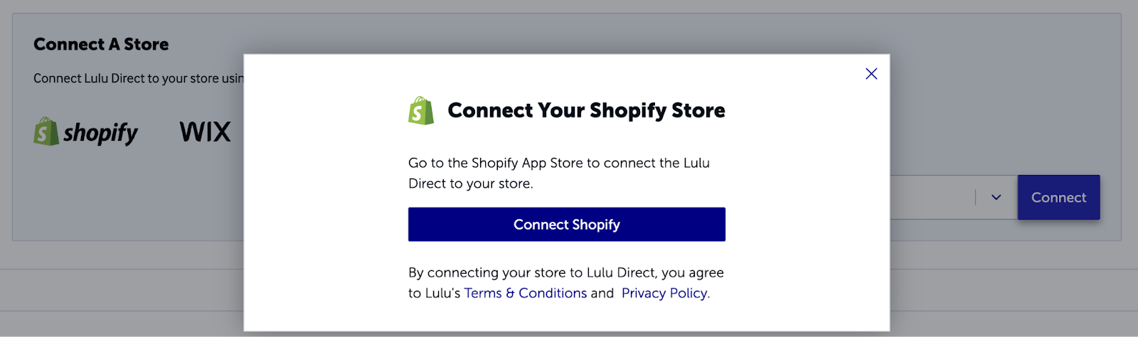 Connecting your Lulu Direct account to your Shopify store with the Lulu Direct app.