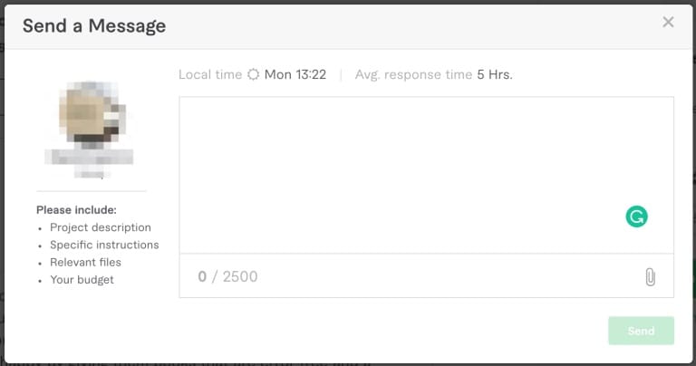 Internal messaging system to connect with Fiverr freelancers