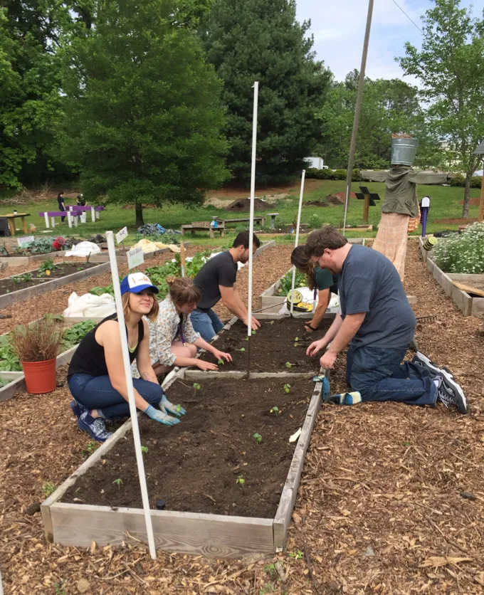 Team Lulu doing some volunteer gardening