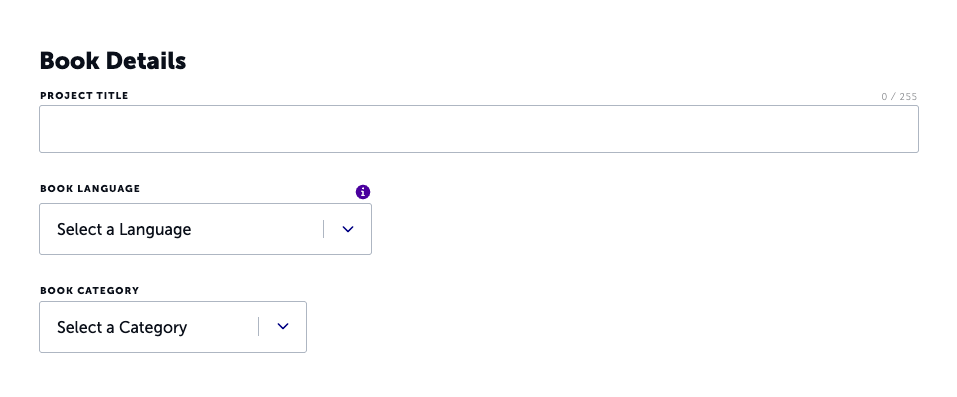 Details like your title that are used for finding and sorting projects in your Lulu Account