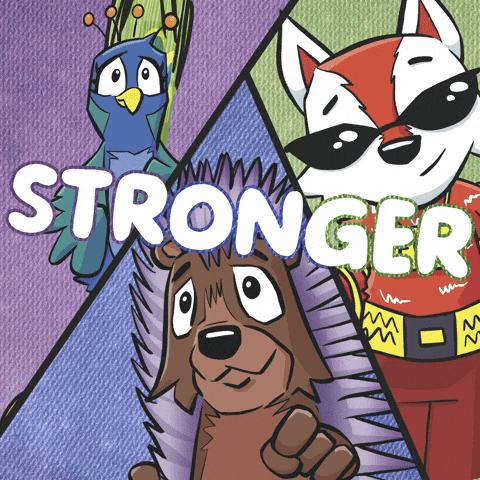 GIF of animals with the text 'Stronger Together'