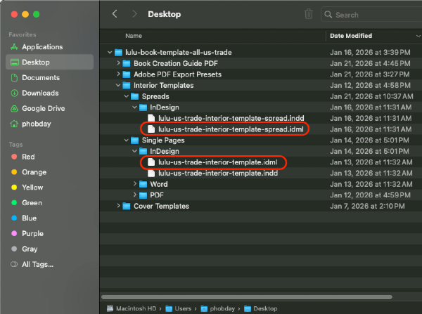 Sorting the Lulu Template bundle files in your file explorer