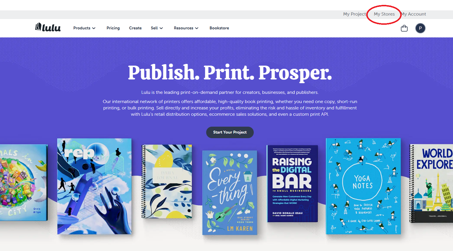 Finding 'My Stores' while logged into your Lulu Account