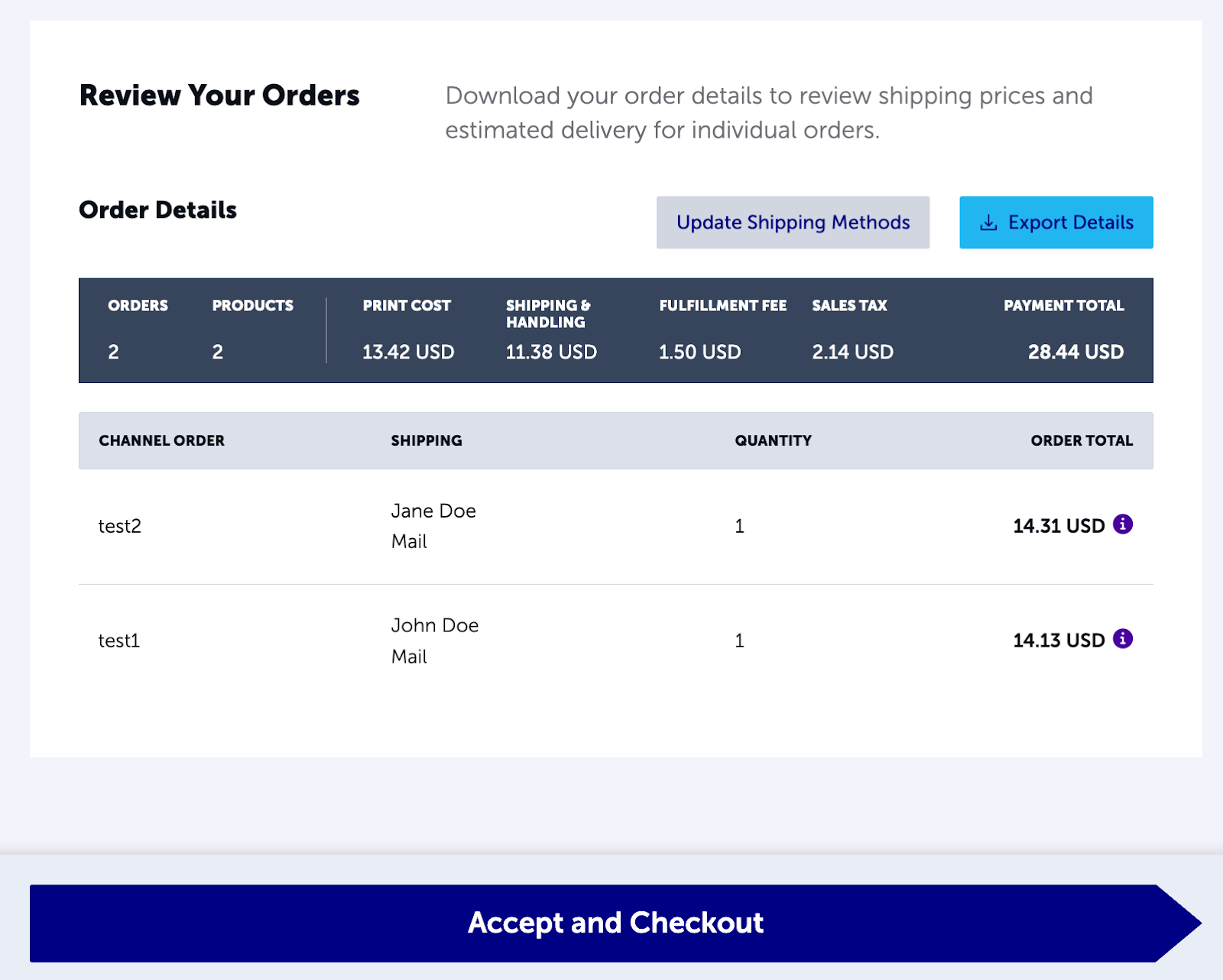 Reviewing your Order Import and paying for the order