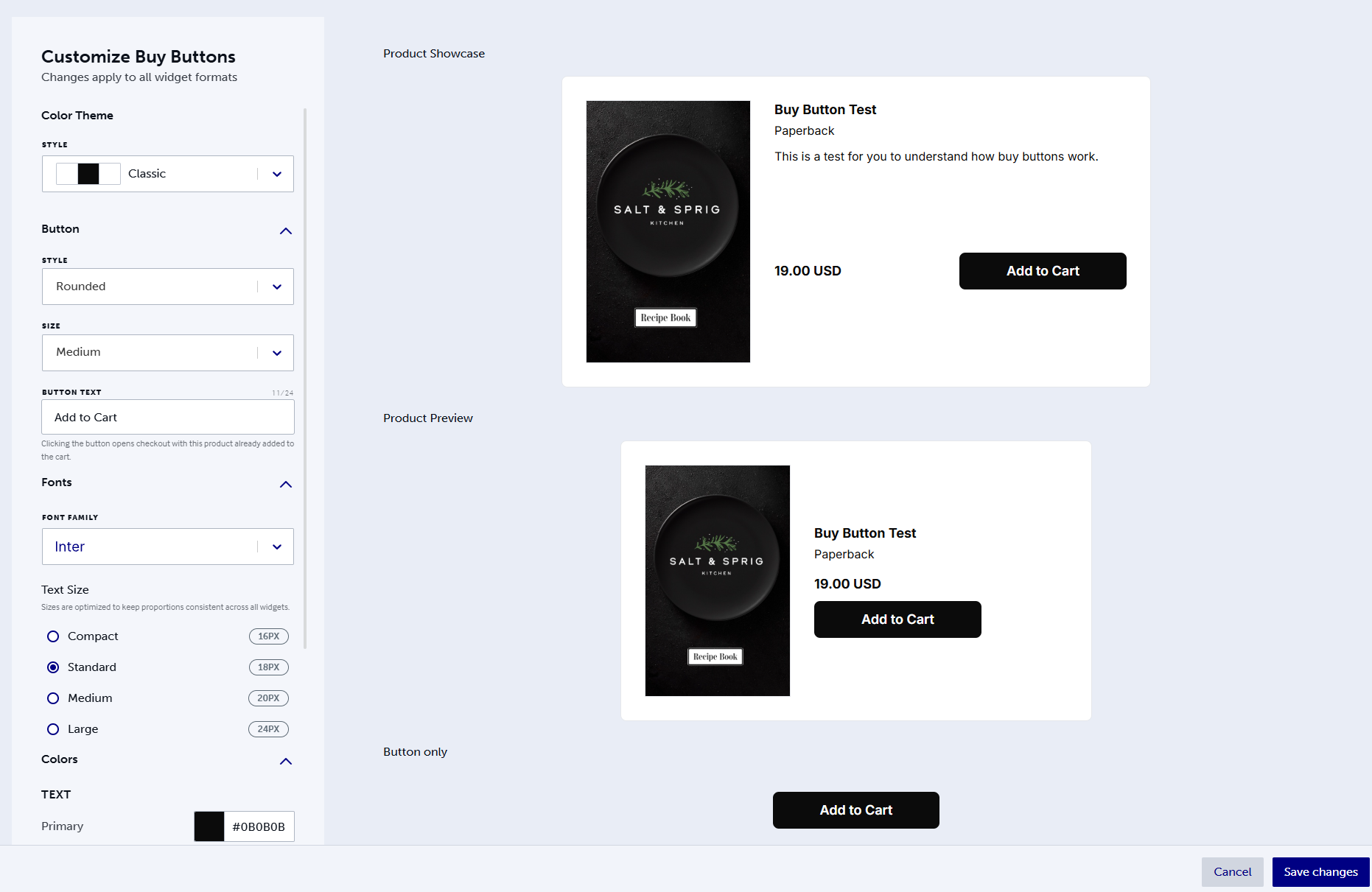 Customizing the embedded Buy Button for your project