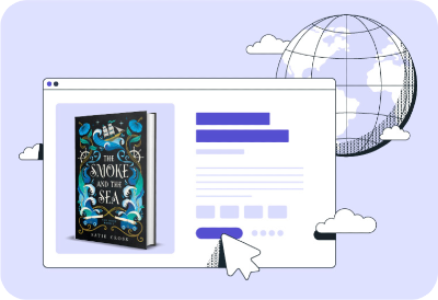 Graphic image of a webpage featuring a book