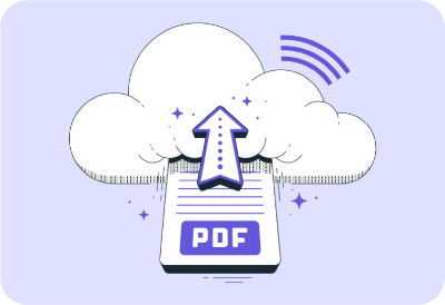 Graphic image of a PDF being uploaded