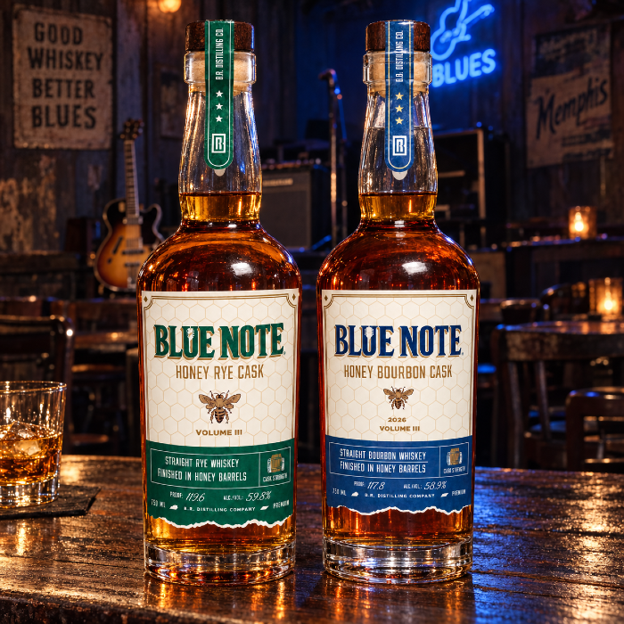 B.R. Distilling Ups Allocation of Blue Note Bourbon & Honey Rye Cask Whiskey