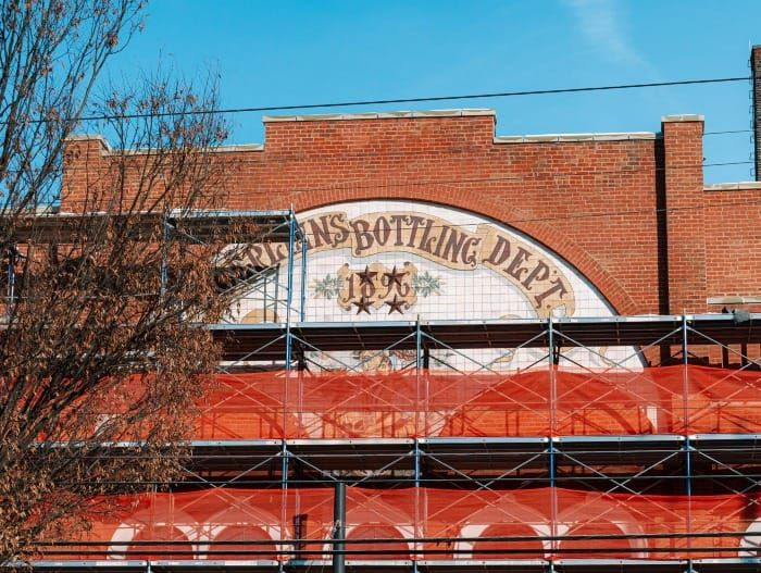 Historic Tile Facade Found During Rhinegeist Facade Renovations