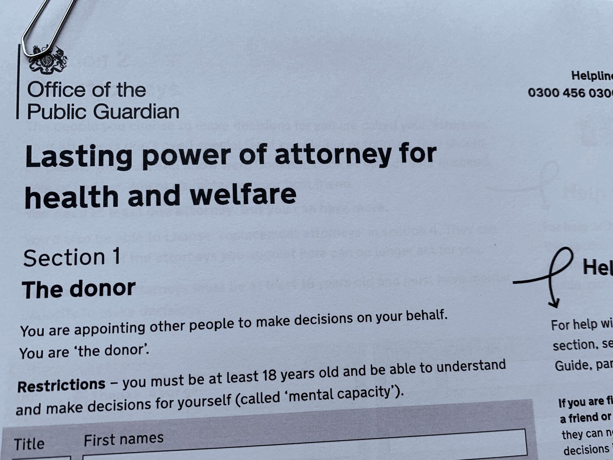 Freewill and the Lasting Power of Attorney