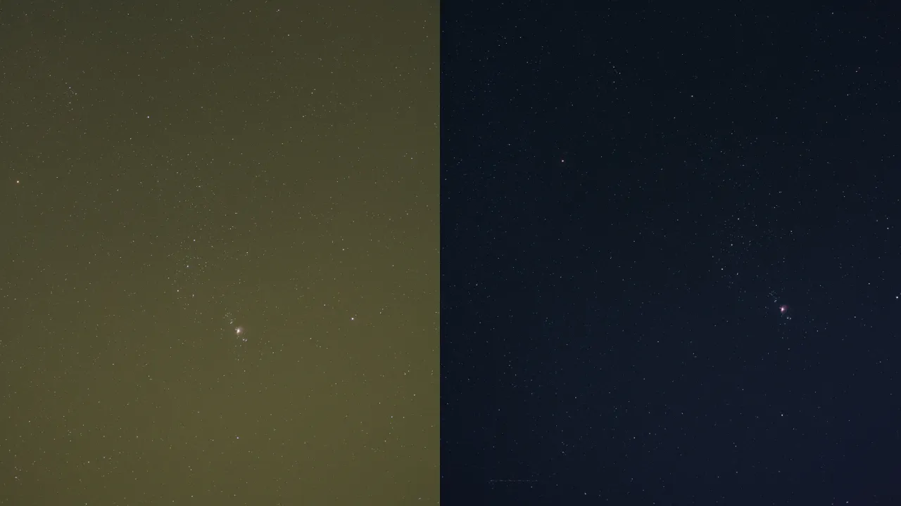 Impact d’un filtre anti-pollution lumineuse sur une image