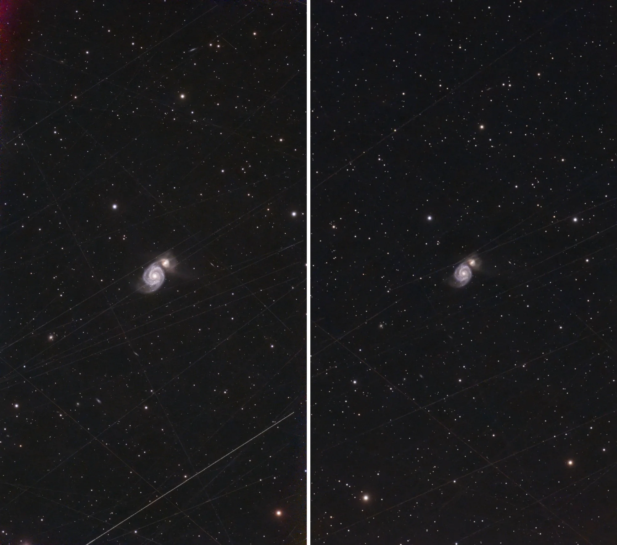 La Galaxie du Tourbillon (M51) au S50 Pro vs au S30 Pro