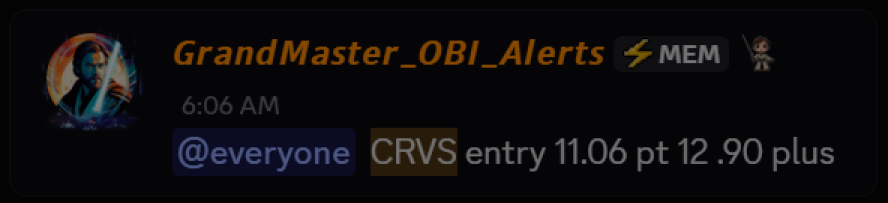 CRVS Nearly Doubles in Hours — Retail Follows Grandmaster-Obi Again