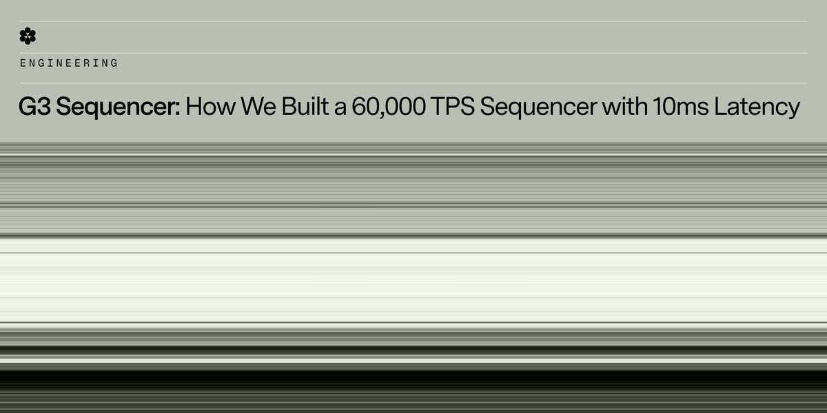 G3 Sequencer: How We Built a 60,000 TPS Sequencer with 10 ms Latency