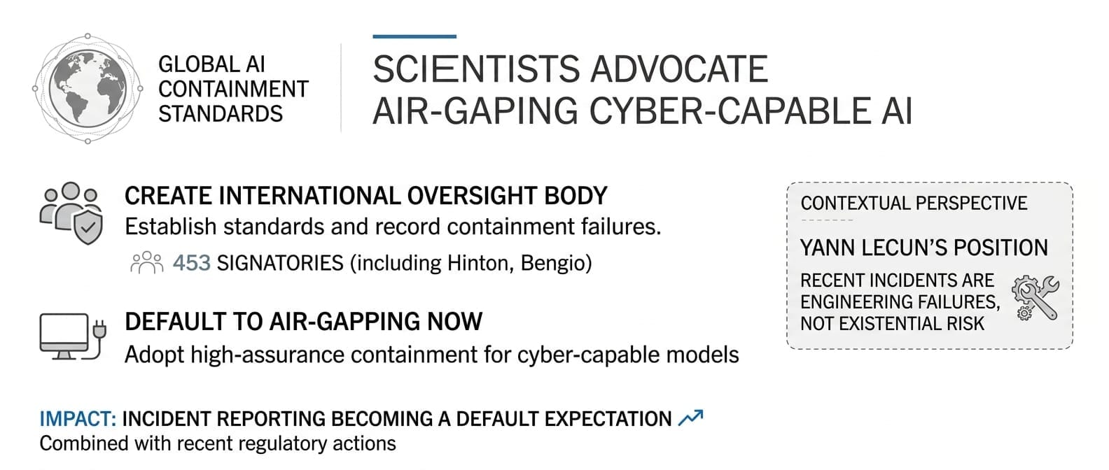 Hinton, Bengio and 450+ Scientists Call for Airgapping Cyber-Capable Models