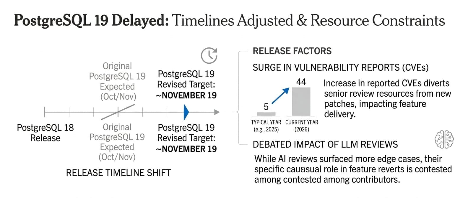 Postgres 19 Slips to Mid-November, With Disputed AI Role