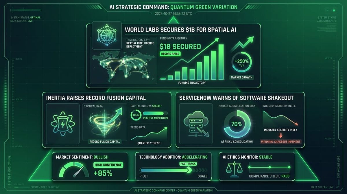 GenAI Daily - February 20, 2026: World Labs Secures $1B for Spatial AI, Inertia Raises Record Fusion Capital, ServiceNow Warns of Software Shakeout