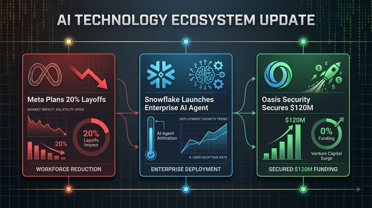 GenAI Daily - March 23, 2026: Meta Plans 20% Layoffs, Snowflake Launches Enterprise AI Agent, Oasis Security Secures $120M