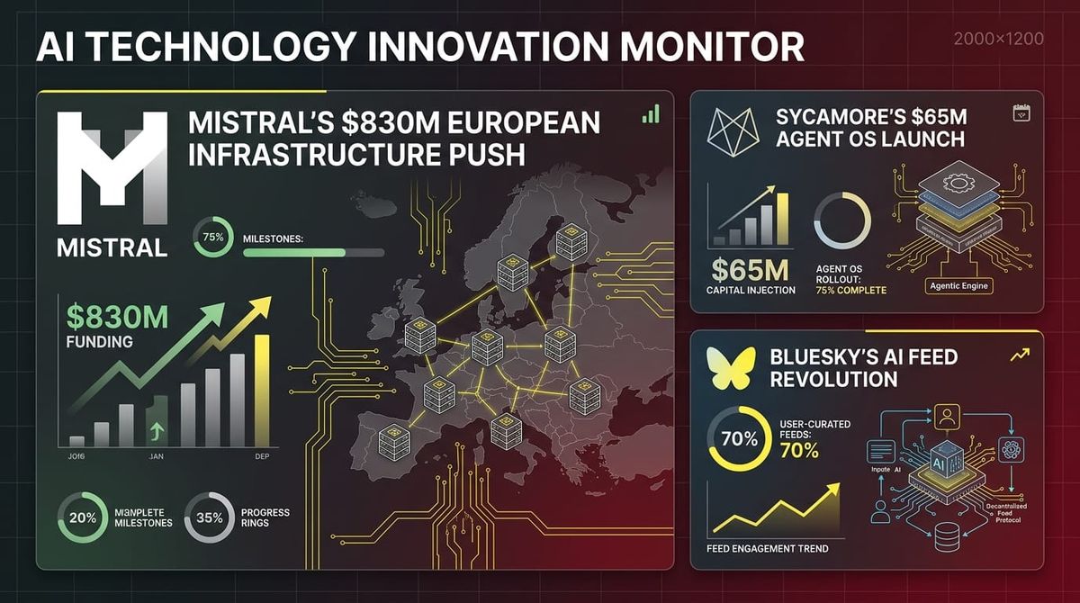 GenAI Daily - March 31, 2026: Mistral's $830M European Infrastructure Push, Sycamore's $65M Agent OS Launch, Bluesky's AI Feed Revolution