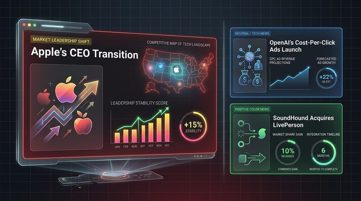 GenAI Daily - April 22, 2026: Apple's CEO Transition, OpenAI's Cost-Per-Click Ads Launch, SoundHound Acquires LivePerson