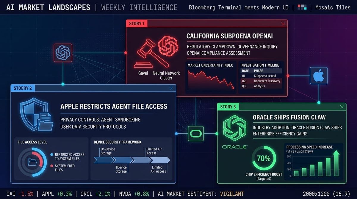 GenAI Daily - October 4, 2026: California Subpoenas OpenAI, Apple Restricts Agent File Access, Oracle Ships Fusion Claw