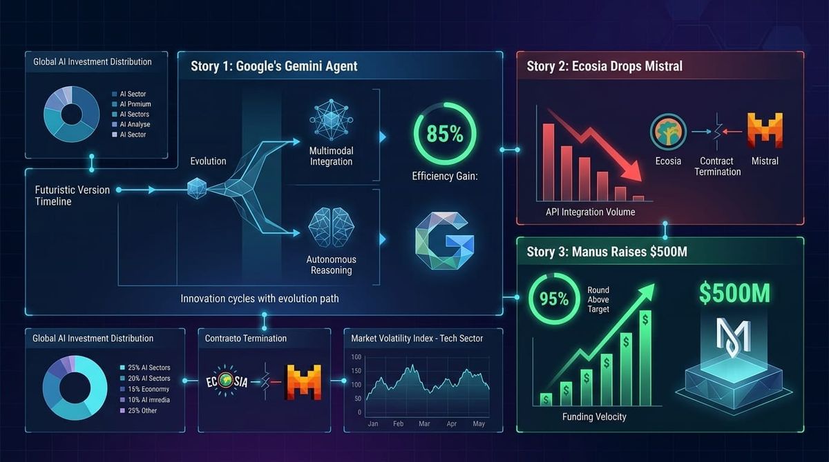 GenAI Daily - October 9, 2026: Google's Gemini Agent, Ecosia Drops Mistral, Manus Raises $500M