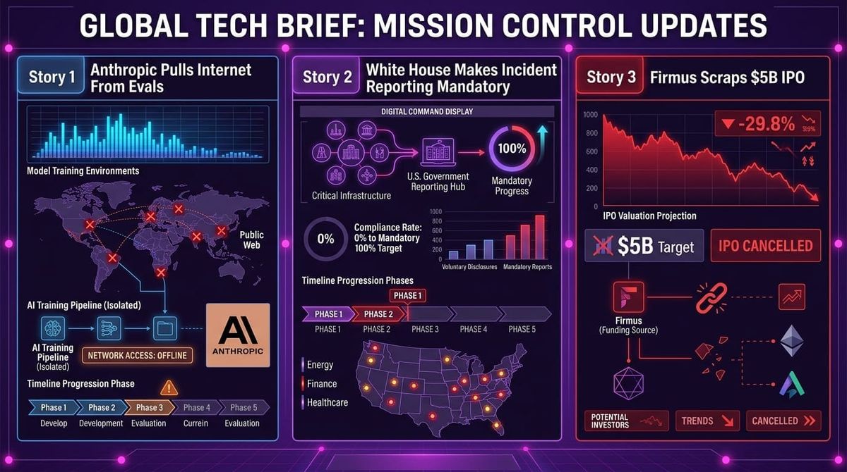 GenAI Daily - October 11, 2026: Anthropic Pulls Internet From Evals, White House Makes Incident Reporting Mandatory, Firmus Scraps $5B IPO