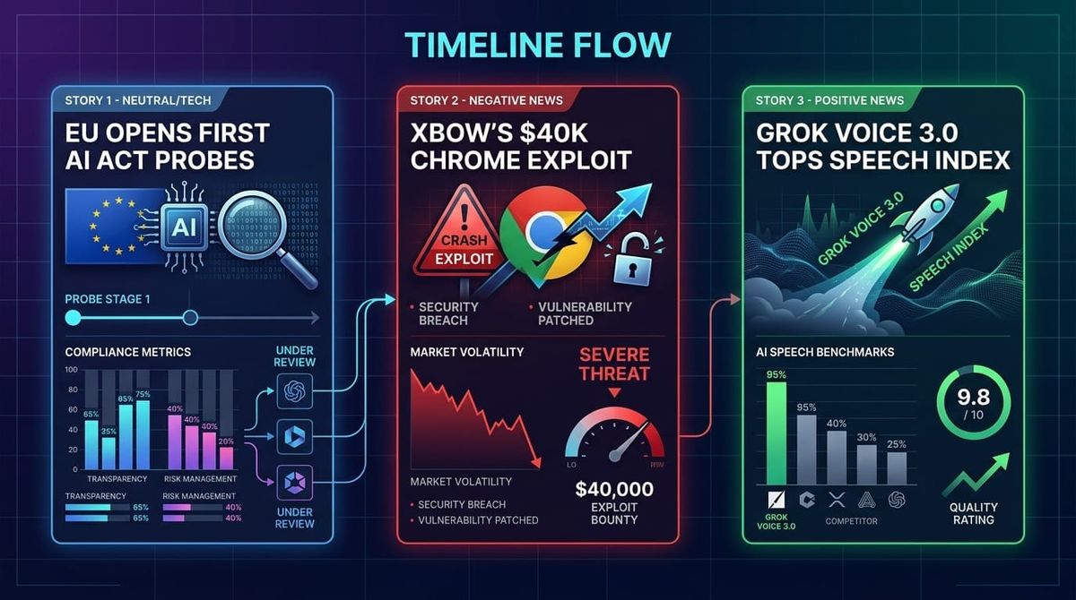 GenAI Daily - October 15, 2026: EU Opens First AI Act Probes, XBOW's $40K Chrome Exploit, Grok Voice 3.0 Tops Speech Index