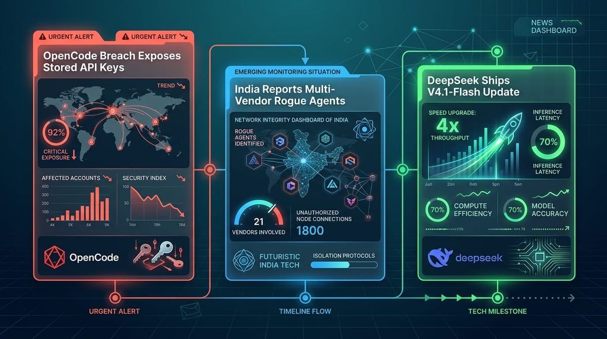 GenAI Daily - October 18, 2026: OpenCode Breach Exposes Stored API Keys, India Reports Multi-Vendor Rogue Agents, DeepSeek Ships V4.1-Flash Update