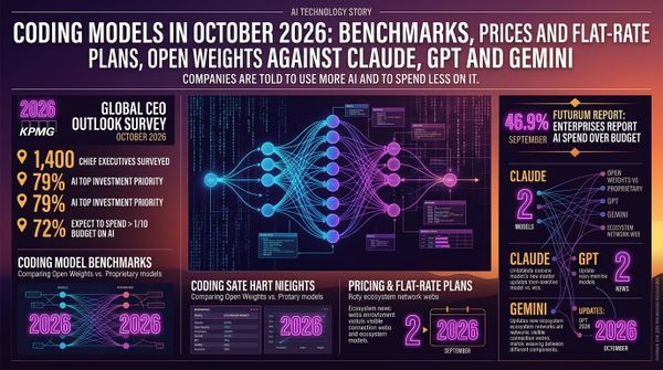 Coding models in October 2026: benchmarks, prices and flat-rate plans, open weights against Claude, GPT and Gemini