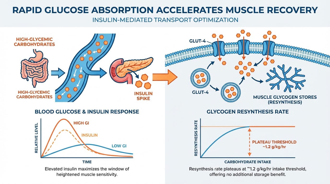 Snippet #006: Rapid Glucose Absorption Accelerates Recovery Through Insulin-Mediated Transport