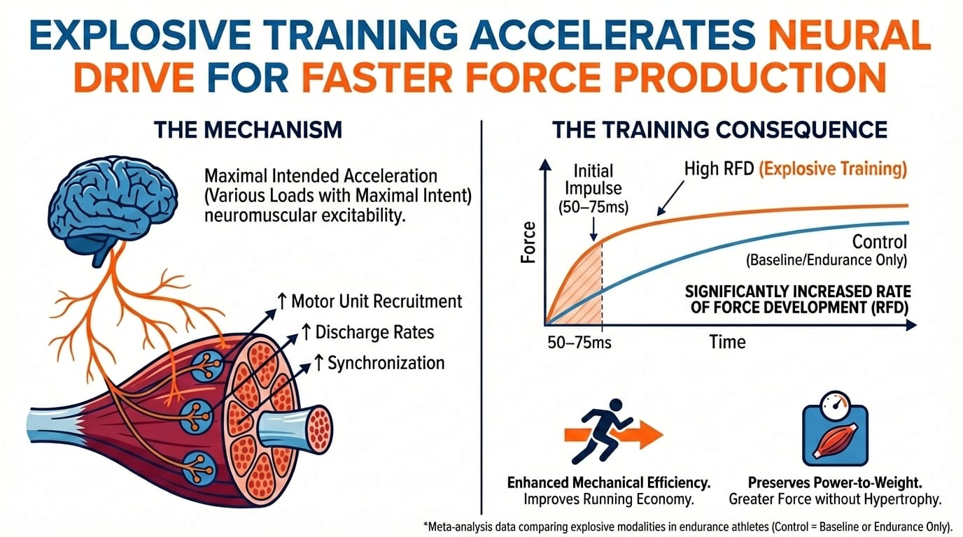 Snippet #016: Explosive Training Accelerates Neural Drive for Faster Force Production