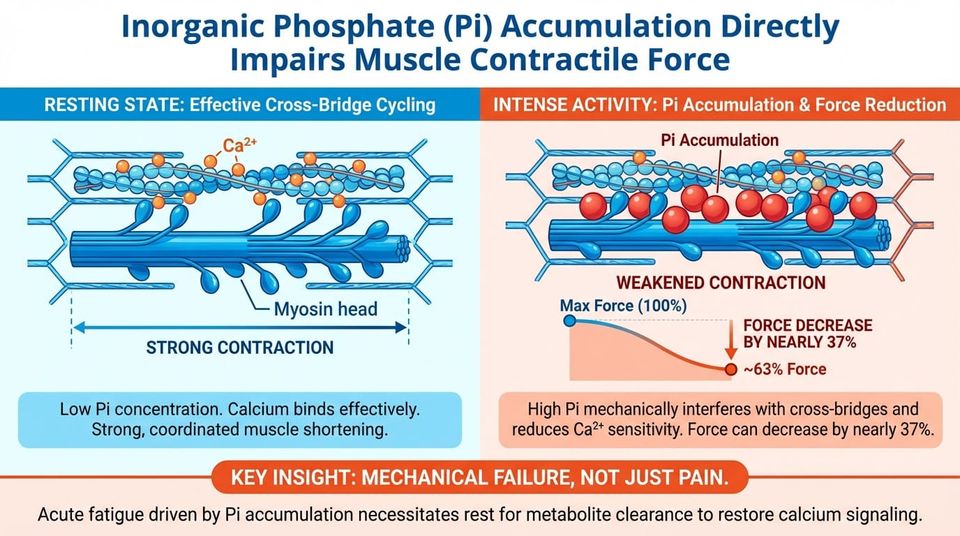 Snippet #010: Inorganic Phosphate Accumulation Directly Impairs Muscle Contractile Force
