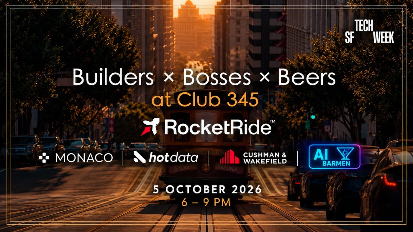 Builders x Bosses x Beers poster, Club 345, Monday 5 October, SF Tech Week