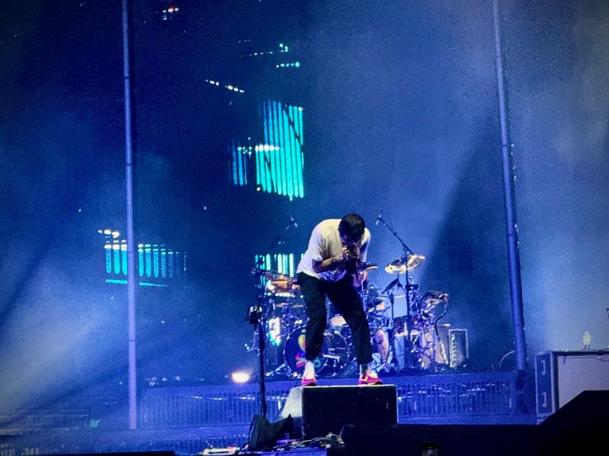 Chino Moreno of Deftones, singing on stage in Austin, TX