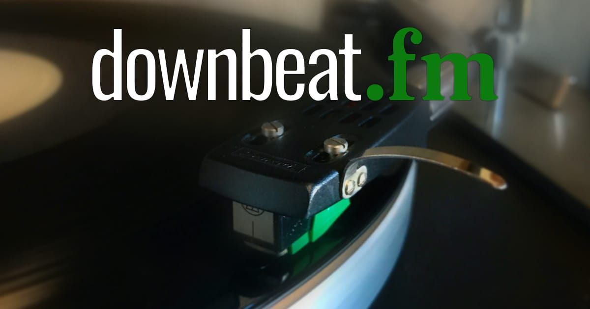 The Downbeat.fm logo over a record player.