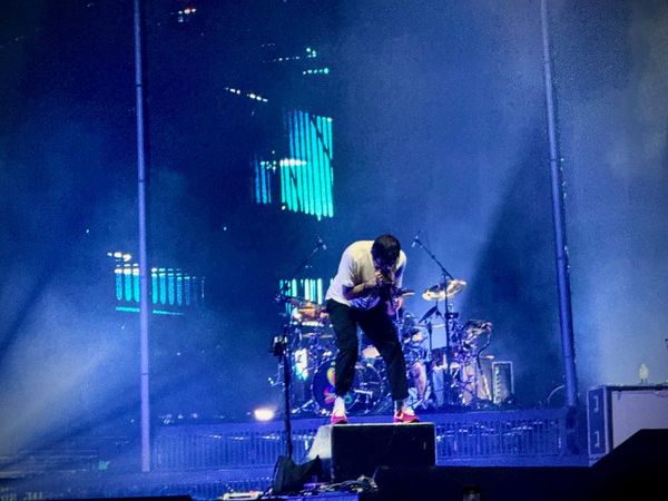 Chino Moreno of Deftones, singing on stage in Austin, TX
