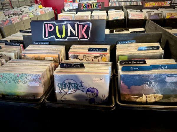 The punk bin at a record store.
