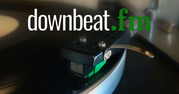 The Downbeat.fm logo over a record player.