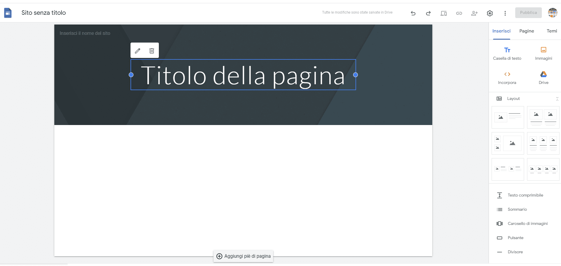Template google sites esempio