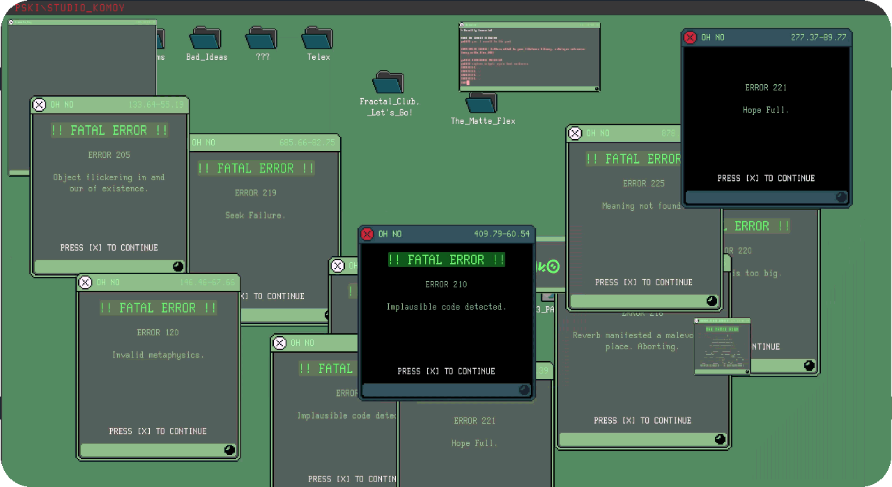 a glitchy polinski operating system doing its weird glitchy thing.