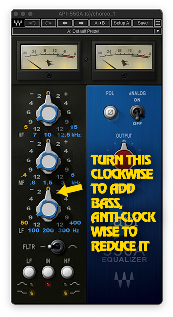 An API equaliser - showing a dial that either adds or removes a particular frequency