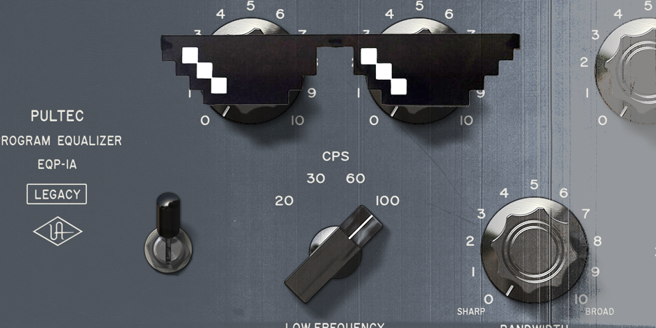 The PULTEC EQP-1A Equaliser wearing sunglasses.