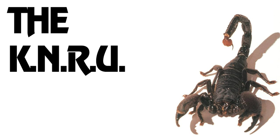 The scorpion from Rocket From The Crypt's 'Scream, Dracula, Scream!' album cover