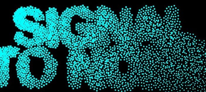 Signal to Noise written in blue dots, dissolving.