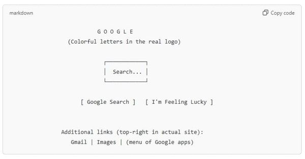 A simple ASCII art rendering of the Google Home Page.