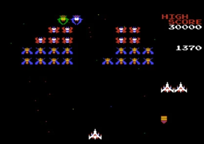 A screenshot from NES galaga