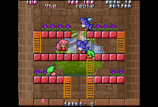 Screenshot of Rod Land from Evercade Jaleco Arcade 1